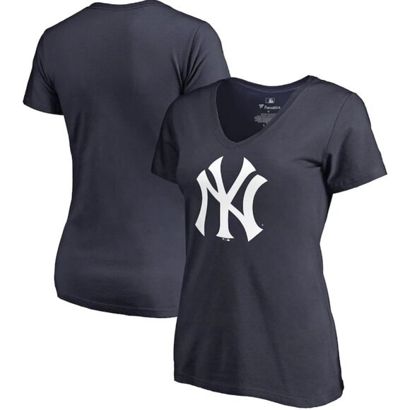 Fanatics New York Yankees - Navy - Team Primary Logo V-Neck T-Shirt Women's 3XL - Picture 1 of 7